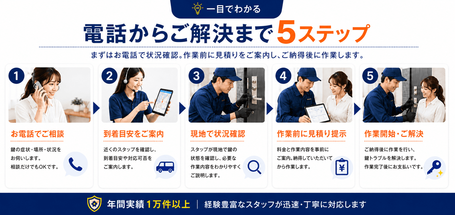 電話からご解決まで5ステップ